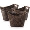 Casafield Set of 3 Stackable Oval Laundry Baskets with Handles, Woven Water Hyacinth Storage Totes for Throw Blankets, Bathroom, Bedroom, Living Room